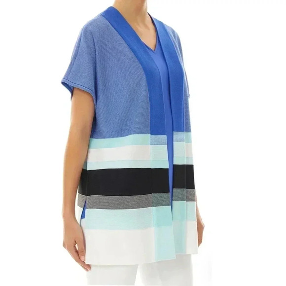 NEW Ming Wang Mixed Stripe Relaxed Soft Knit Cardigan - Picture 2 of 8